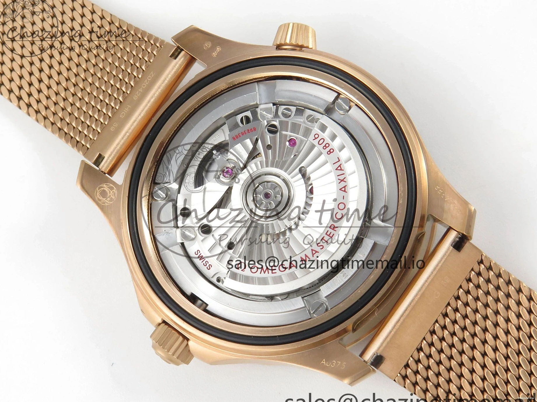 0510 Stylish Seamaster 300M Diver Rose Gold VSF 1:1 Best Edition Black Dial on Mesh Bracelet A 7662